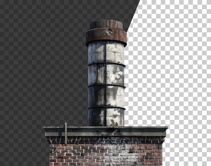 PSD vieja chimenea de ladrillo en fondo transparente