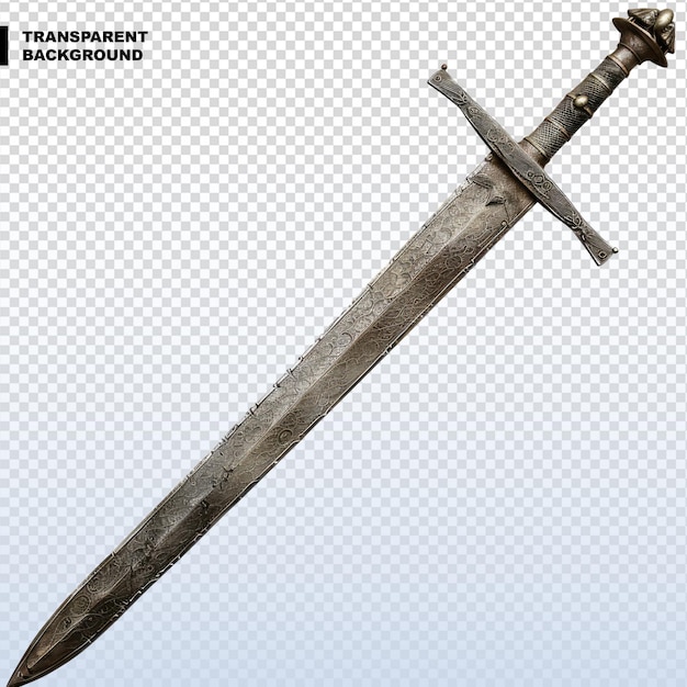PSD vieja espada aislada sobre un fondo transparente