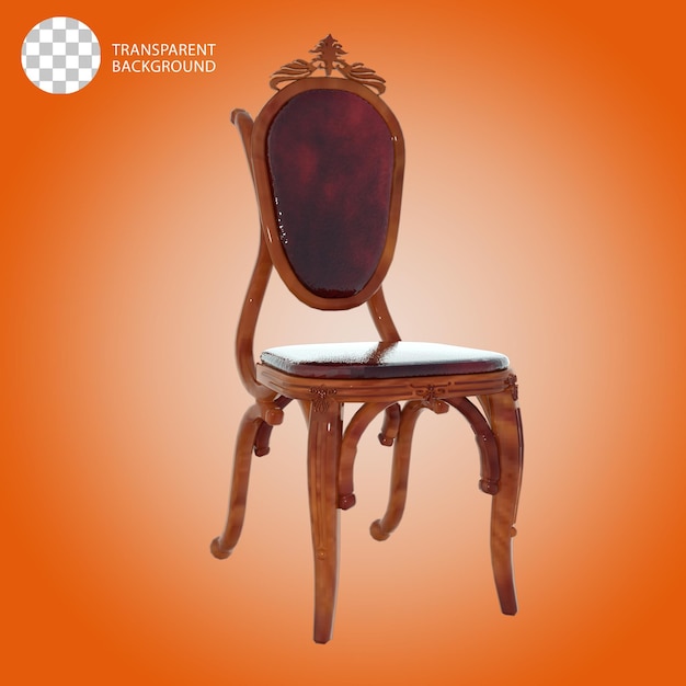 Vieja silla de época aislada ilustración renderizada en 3D