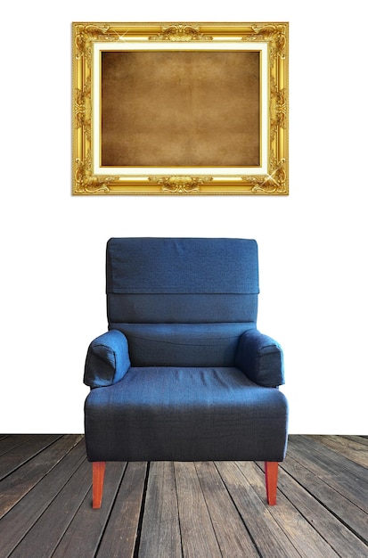 PSD viejo asiento de sofá individual y marco aislado psd premium