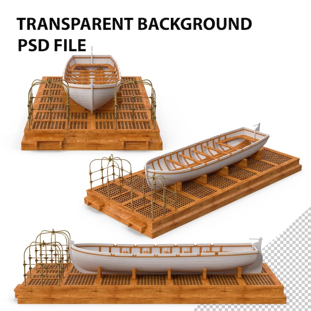 PSD viejo barco de madera en cubierta png