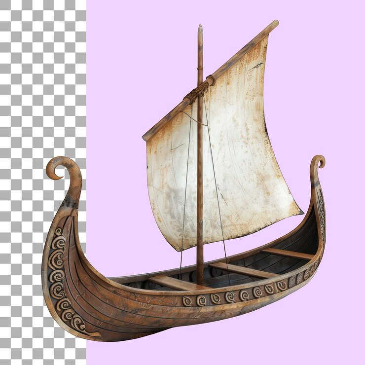 PSD viejo barco de madera fondo transparente png cortado de archivo trayectoria de recorte sin fondo