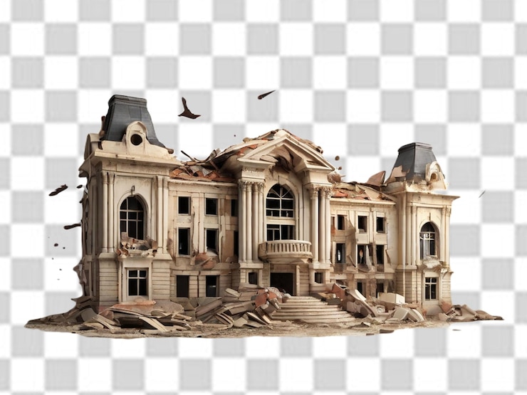 PSD el viejo edificio destruye png