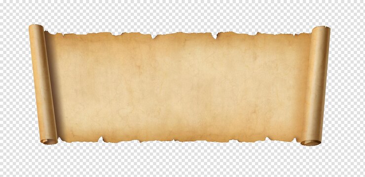 PSD viejo papel banner horizontal pergamino aislado sobre fondo blanco.