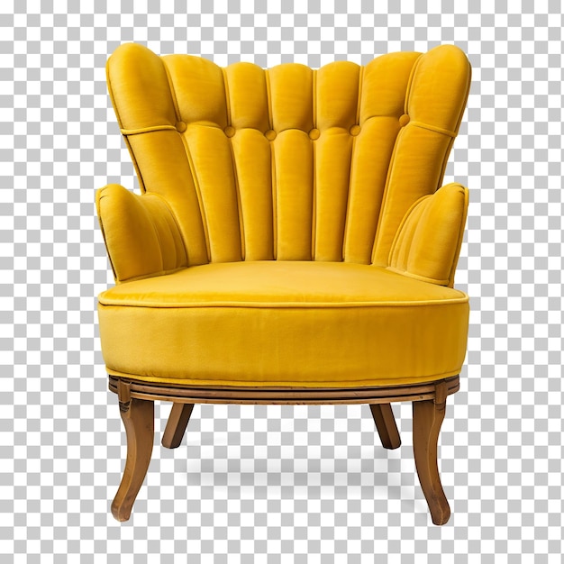 Viejo sillón amarillo vintage aislado sobre fondo transparente png psd
