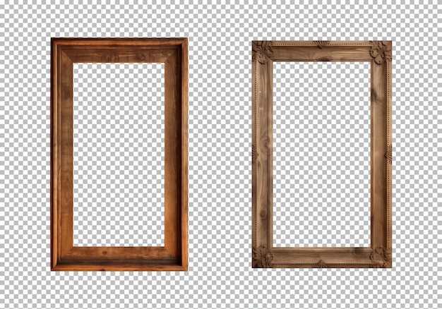 PSD viejos marcos rectangulares de madera aislados sobre un fondo transparente.