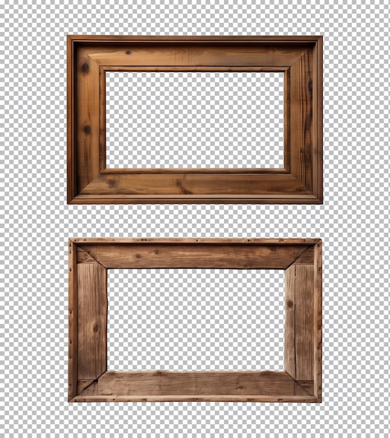 viejos marcos rectangulares de madera aislados sobre un fondo transparente.