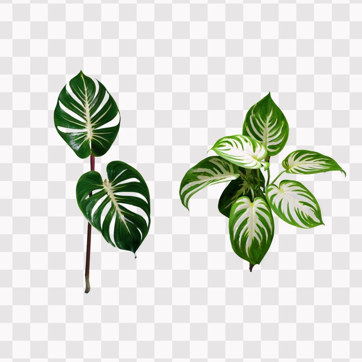 PSD vielfältige monstera- und caladiumpflanzen png