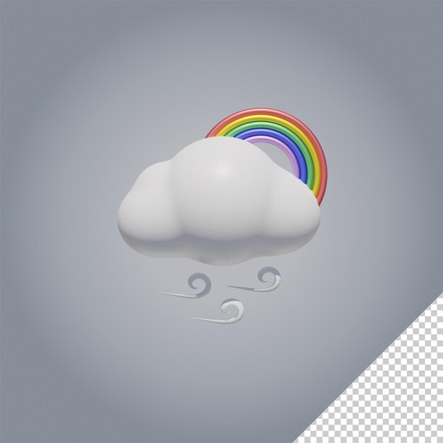 PSD viento y arco iris de los iconos del tiempo 3d