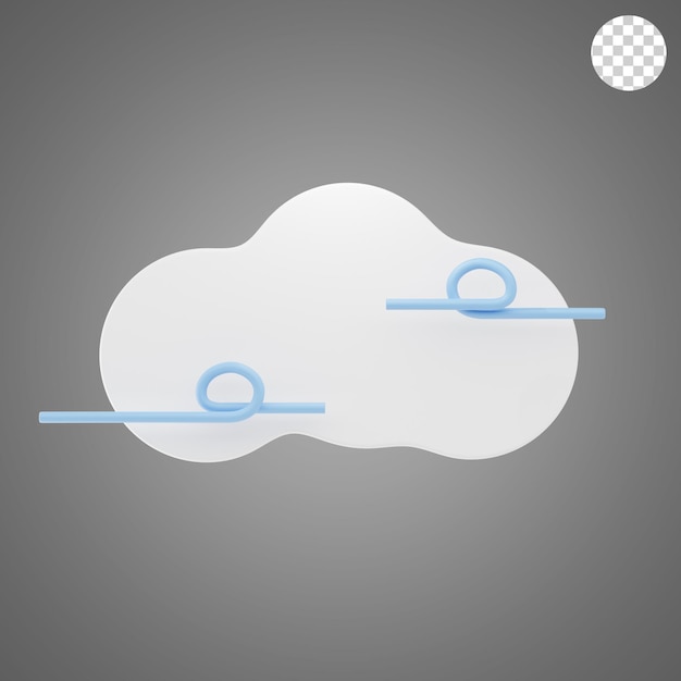 viento nublado icono e ilustración en 3D