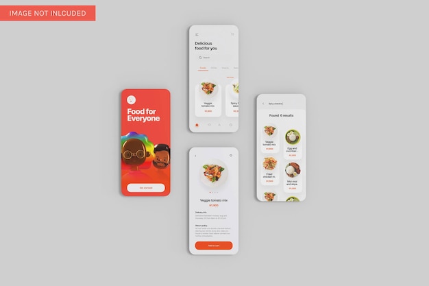 Vier App UI Mockup Draufsicht