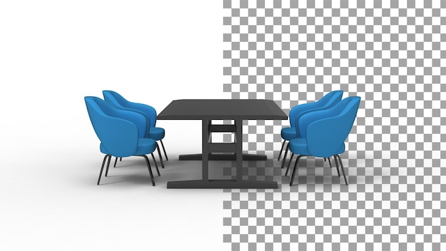 Vier blauer drehstuhl mit schatten 3d-rendering