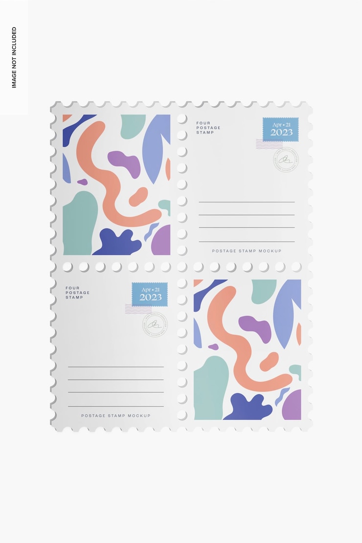 PSD vier briefmarken-attrappe, draufsicht