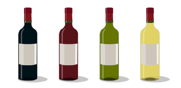 Vier Flaschen mit verschiedenen Weinsorten