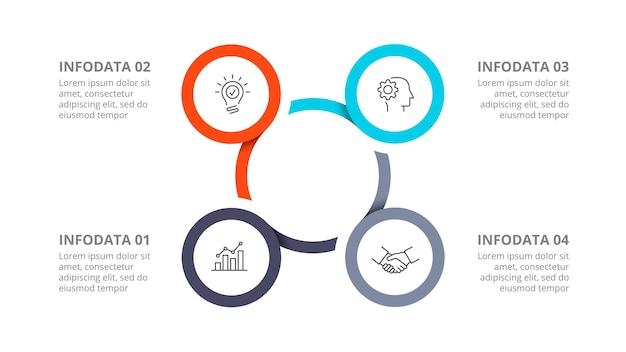 PSD vier kreise für infografik für präsentationsfolie geschäftskonzept mit 4 optionen