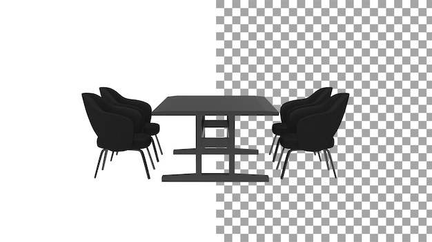 Vier schwarze Drehstühle ohne Schatten 3D-Rendering