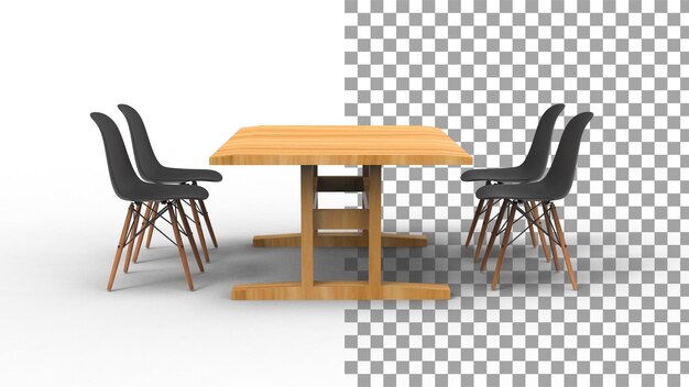 PSD vier schwarze nordische stühle mit schatten 3d-rendering