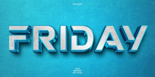 Viernes efecto de texto editable 3d