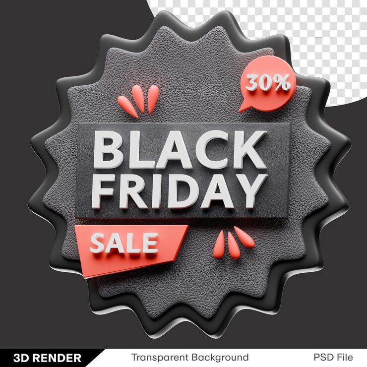 PSD el viernes negro 30 por ciento de descuento insignia modelo renderizado en 3d icono png imagen transparente