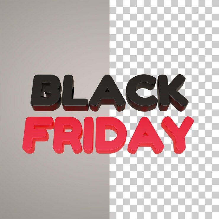 PSD viernes negro 3d escrito en rojo y negro