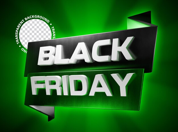 PSD viernes negro 3d render ribbon verde