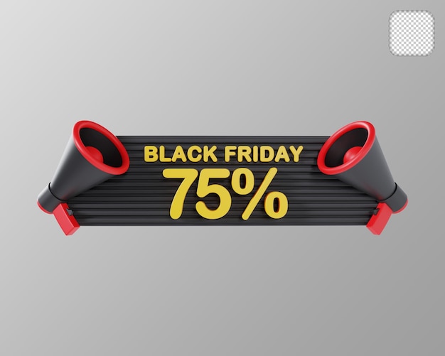 Viernes negro 75 por ciento de descuento ilustración 3d
