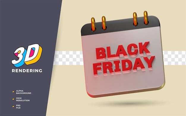 Viernes negro, día de compras, descuento, venta flash, festival, 3d, render, objeto, ilustración