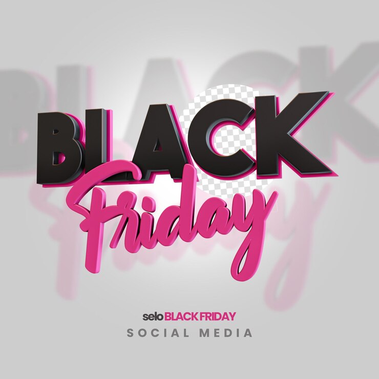 PSD viernes negro texto 3d negro y rosa