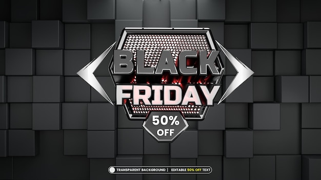 PSD viernes negro con texto de oferta editable renderizado en 3d