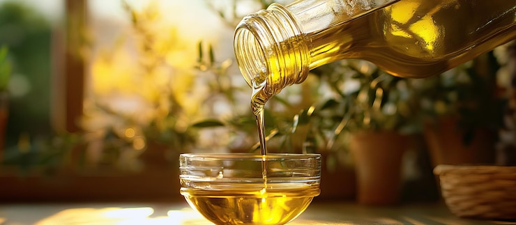PSD se vierte aceite de oliva en un cuenco