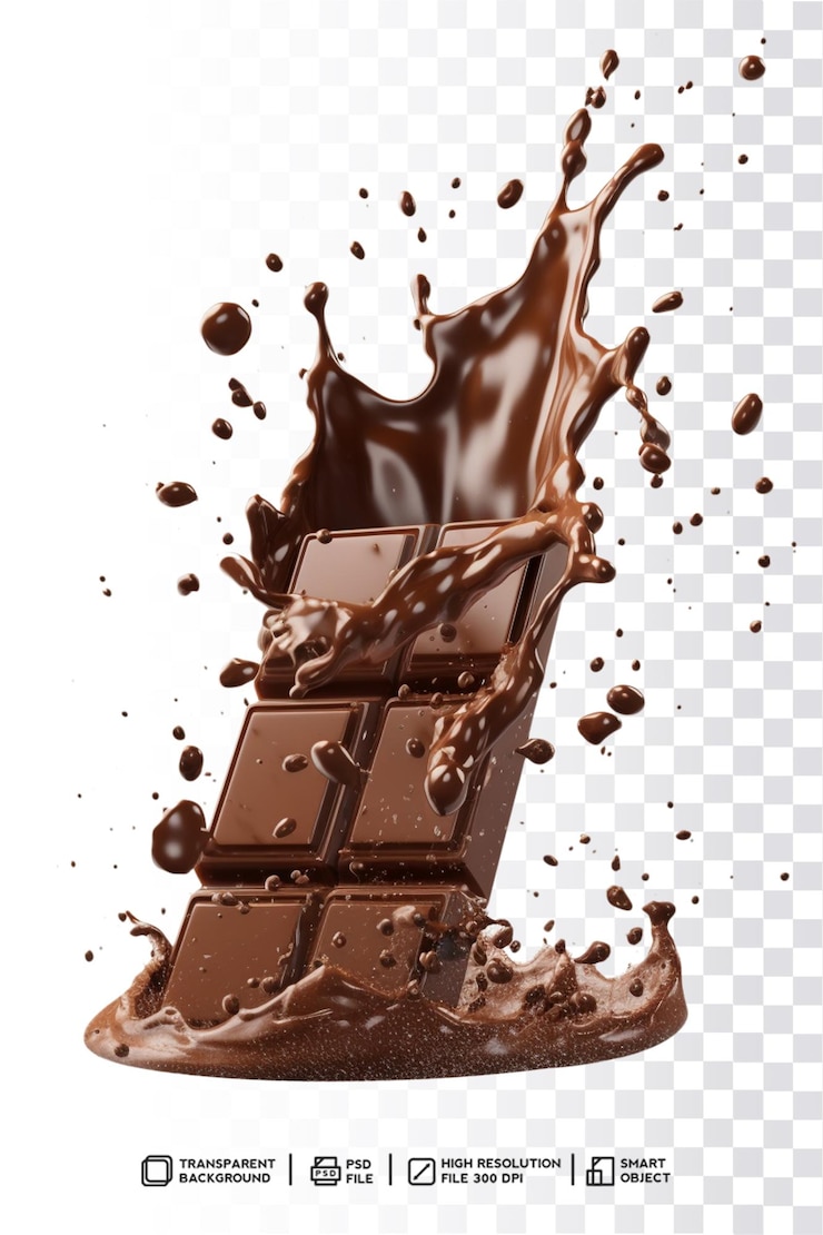 PSD se vierte un trozo de chocolate en un chapoteo
