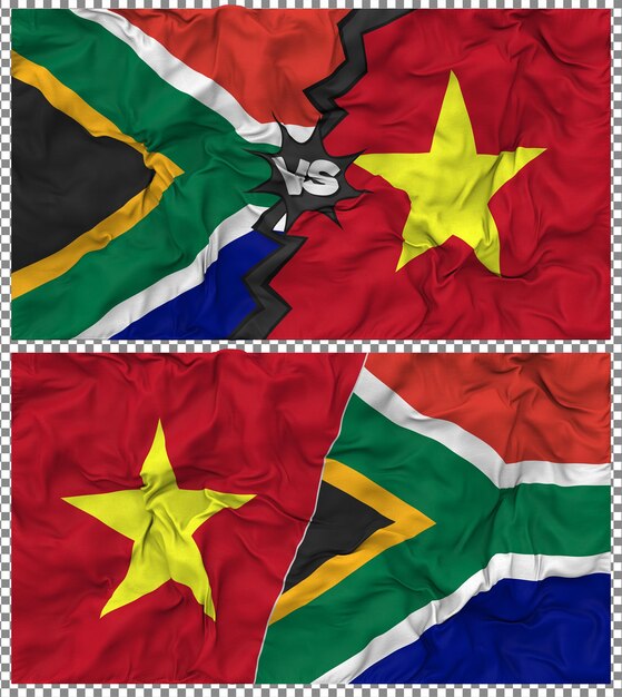 Vietnam contra Sudáfrica Media bandera combinada con textura en 3D