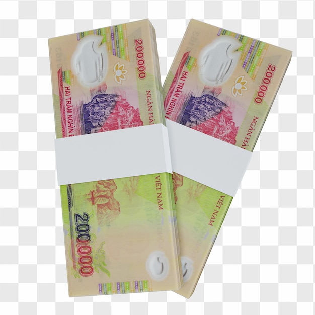 Vietnam Currency Dong 200.000: Pila di banconote VND Vietnam