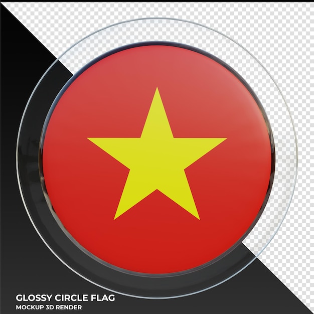 PSD vietnam realistische 3d-texturierte glänzende kreisflagge