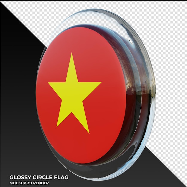 Vietnam0002 Drapeau De Cercle Brillant Texturé 3d Réaliste