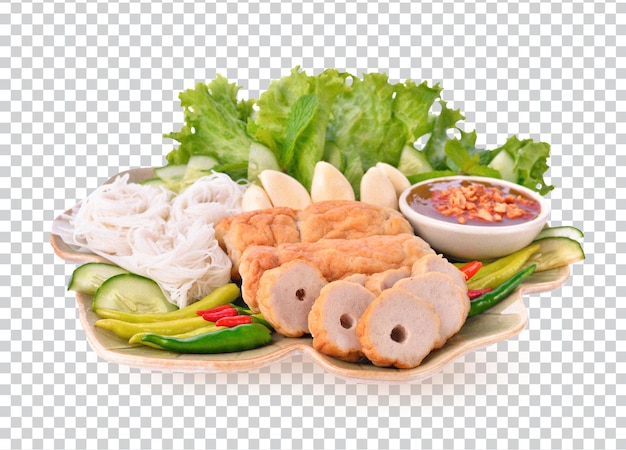 Vietnamesisches essen auf weißem hintergrund vegetarisches essen für die gesundheitasiatisches essen für saubere gesundheit preisfoto psd