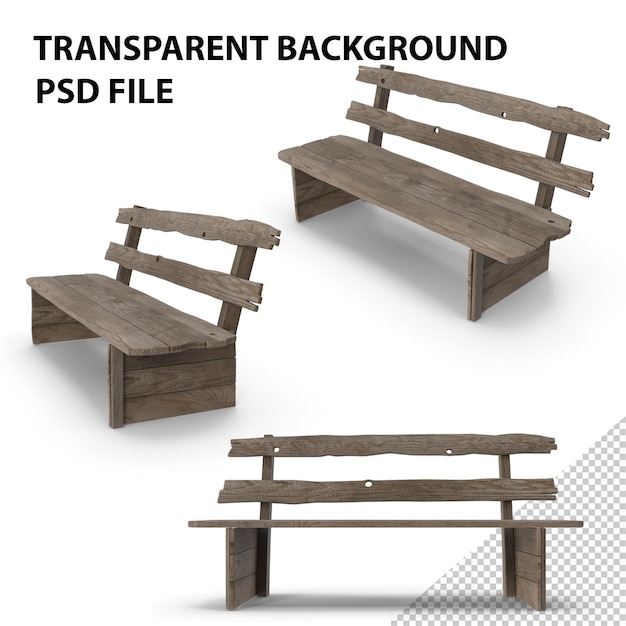 PSD vieux banc en bois png