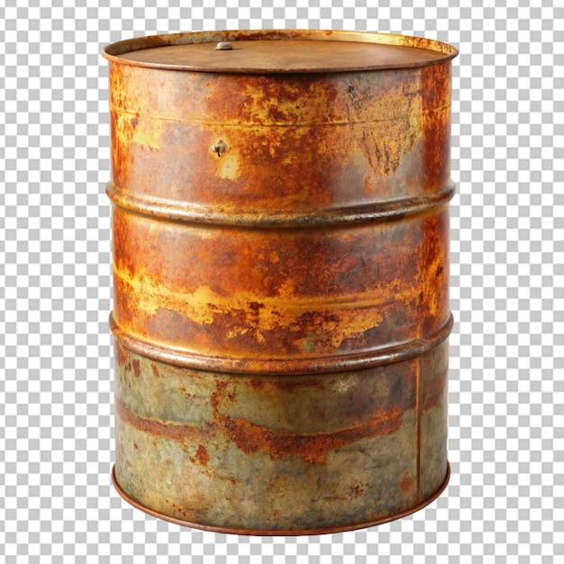PSD vieux baril d'huile en acier rouillé fond transparent