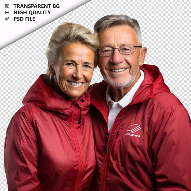 PSD un vieux couple allemand romantique fête de la saint-valentin avec des cadeaux s arrière-plan transparent psd isolé.