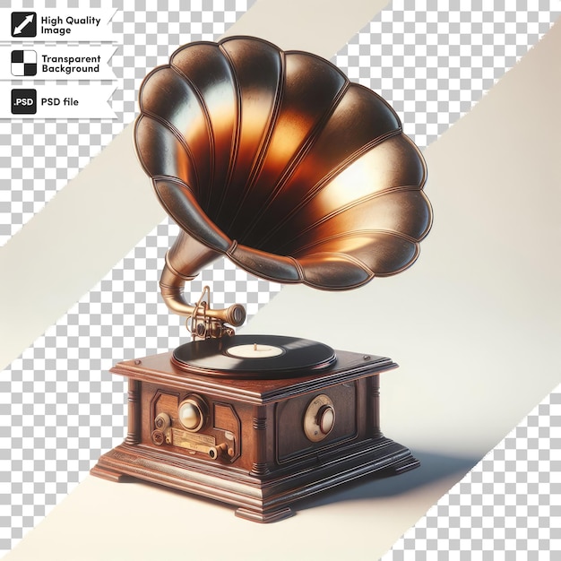 Vieux Gramophone Psd Isolé Sur Fond Transparent Avec Couche De Masque Modifiable