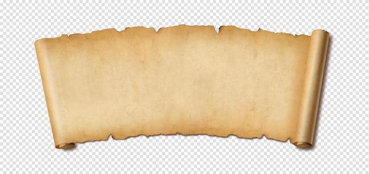 PSD vieux papier bannière horizontale parchemin isolé sur blanc avec ombre