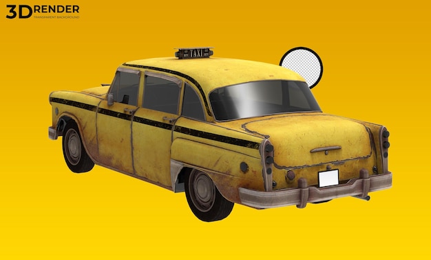 PSD vieux taxi de rendu 3d sur fond transparent