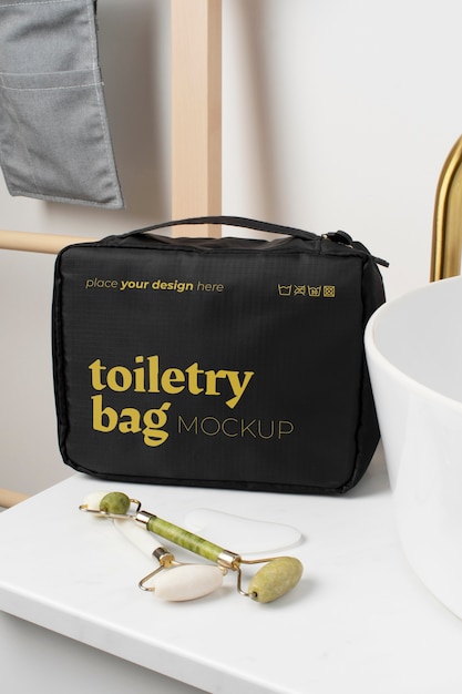 view of toiletry bag for cosmetic bathroom products