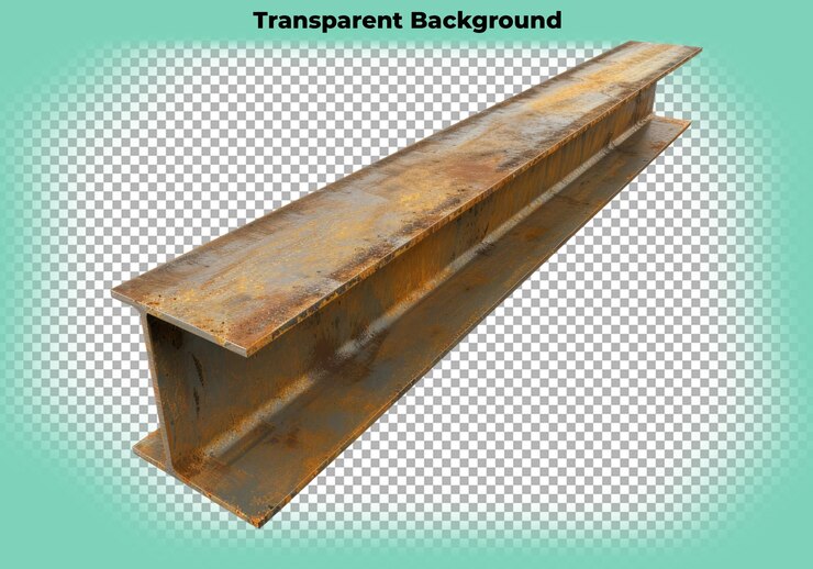 PSD viga de construcción de acero duro aislada sobre un fondo transparente