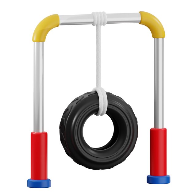 Viga de equilibrio con el columpio del neumático