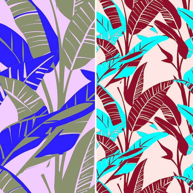 PSD des vignes de bananes à grande silhouette et à design tropical avec un motif vectoriel créatif de la nature