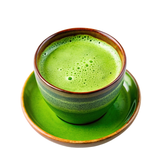 El vigoroso té verde Matcha en una taza