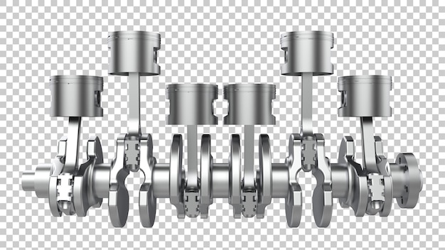 Vilebrequin du moteur sur fond transparent illustration de rendu 3d