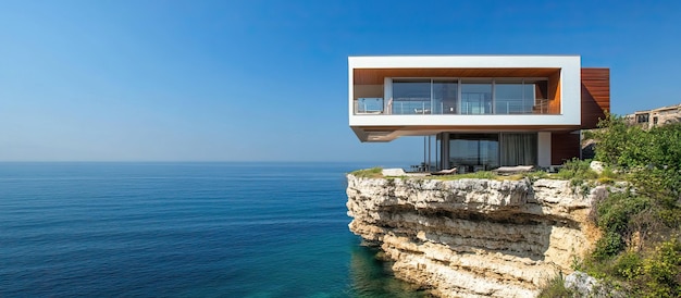 Villa moderna em Cliffside com vista para o oceano