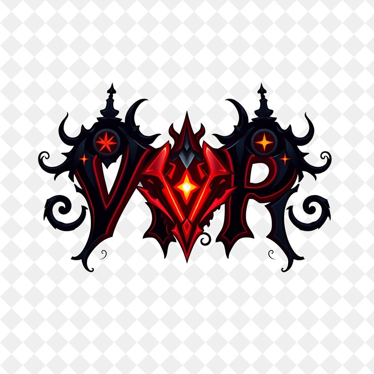 PSD villain text vip con decoraciones oscuras y símbolos siniestros el texto es agudo y dramático con oscuridad